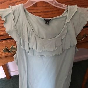 Blouse, sleeveless, ruffled collar, mint green